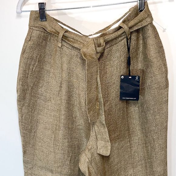 NWT Massimo Dutti Burlap Linen High Waist Pants Womens Sz 8 - Picture 8 of 9